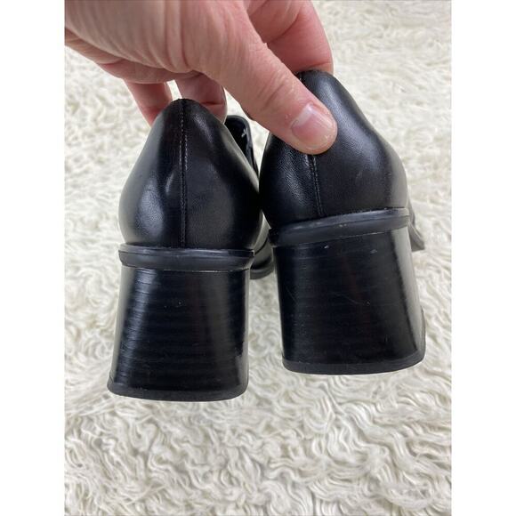 Gino Ventori Womens 36 EU 6 US Black Leather Block Heel Square Toe Slip On Shoes - Picture 4 of 9